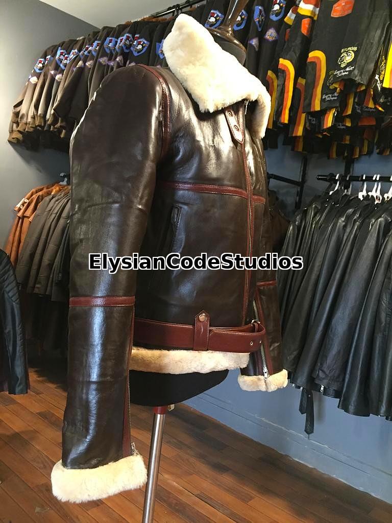 Men’s Brown Shearling Aviator Jacket – Real Leather B3 Bomber Winter Flight Coat | Handmade Vintage Outerwear