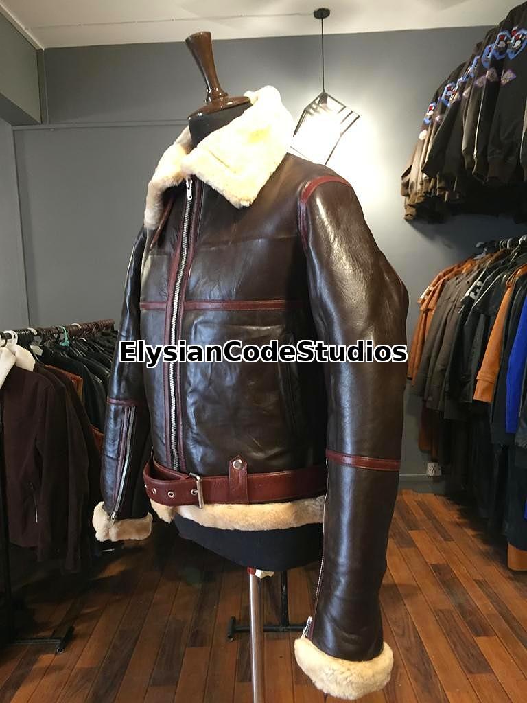 Men’s Brown Shearling Aviator Jacket – Real Leather B3 Bomber Winter Flight Coat | Handmade Vintage Outerwear