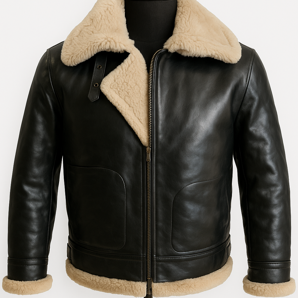 Men's B3 Shearling Bomber Jacket – Real Leather RAF WWII Aviator Winter Coat