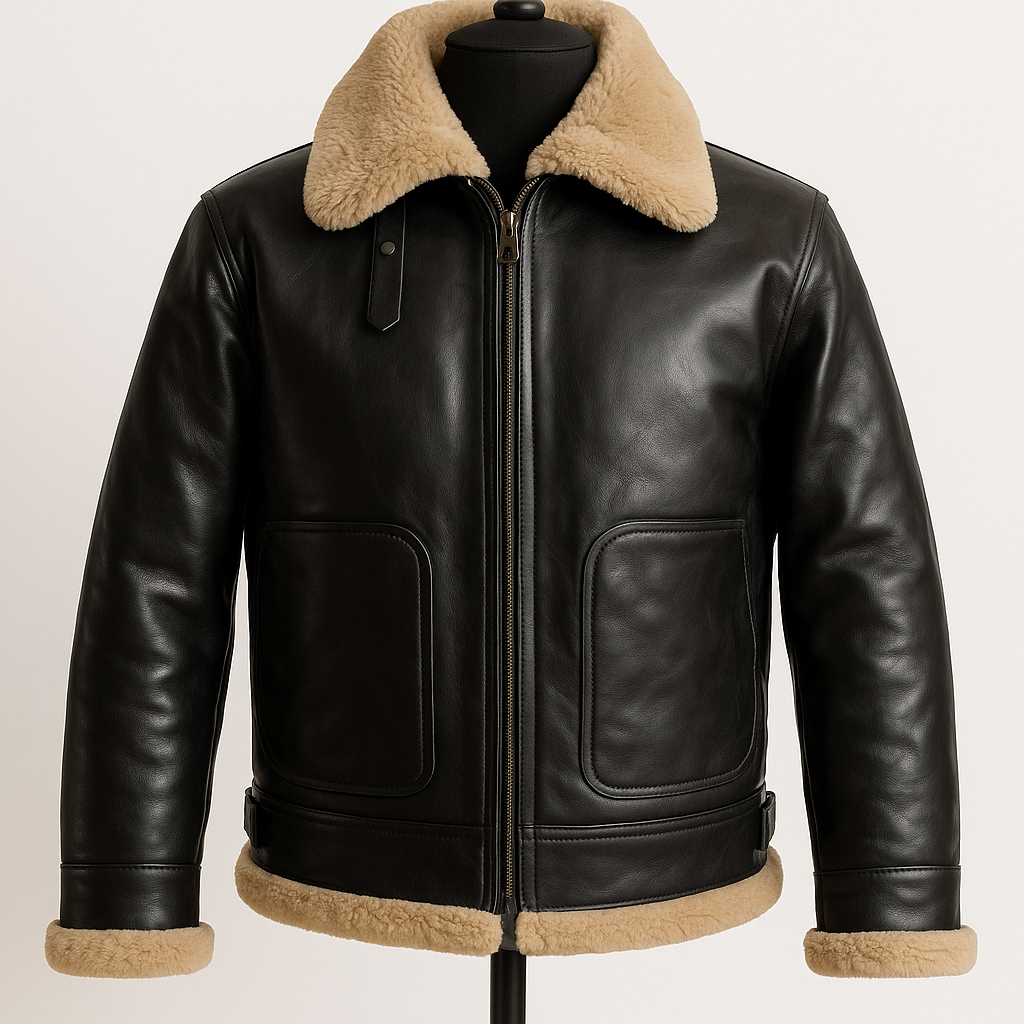 Men's B3 Shearling Bomber Jacket – Real Leather RAF WWII Aviator Winter Coat