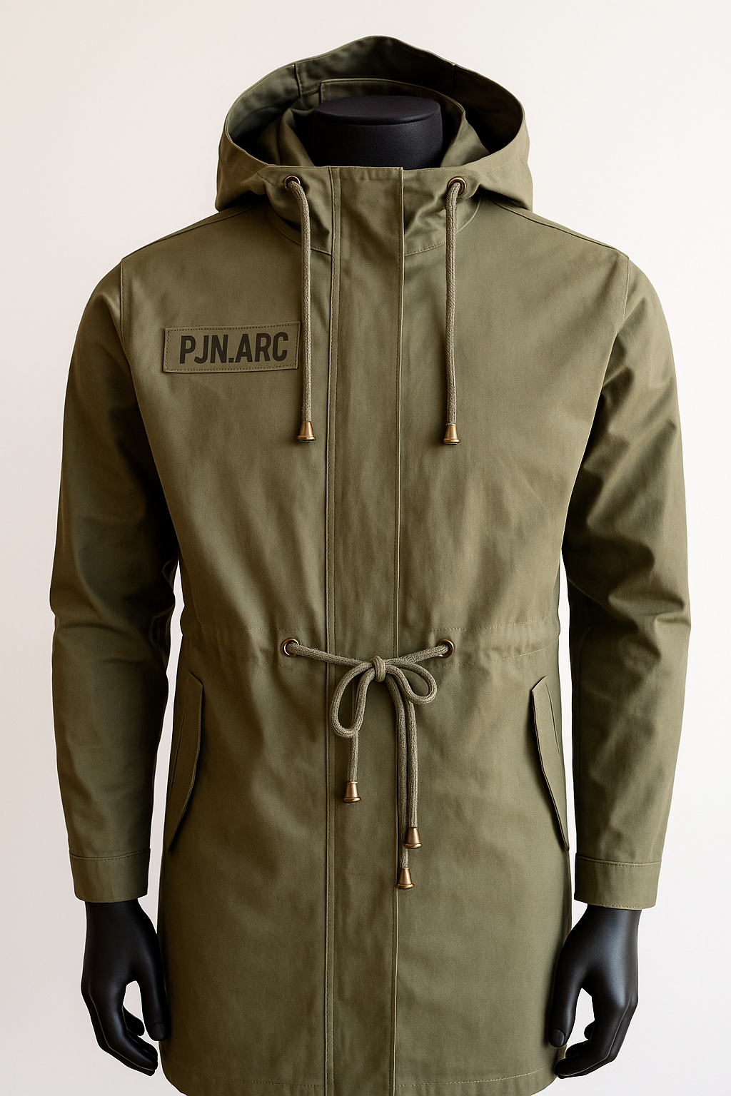 Women’s Military Green Cotton Trench Jacket – Hooded Long Utility Coat | Urban Streetwear by ElysianCodeStudios