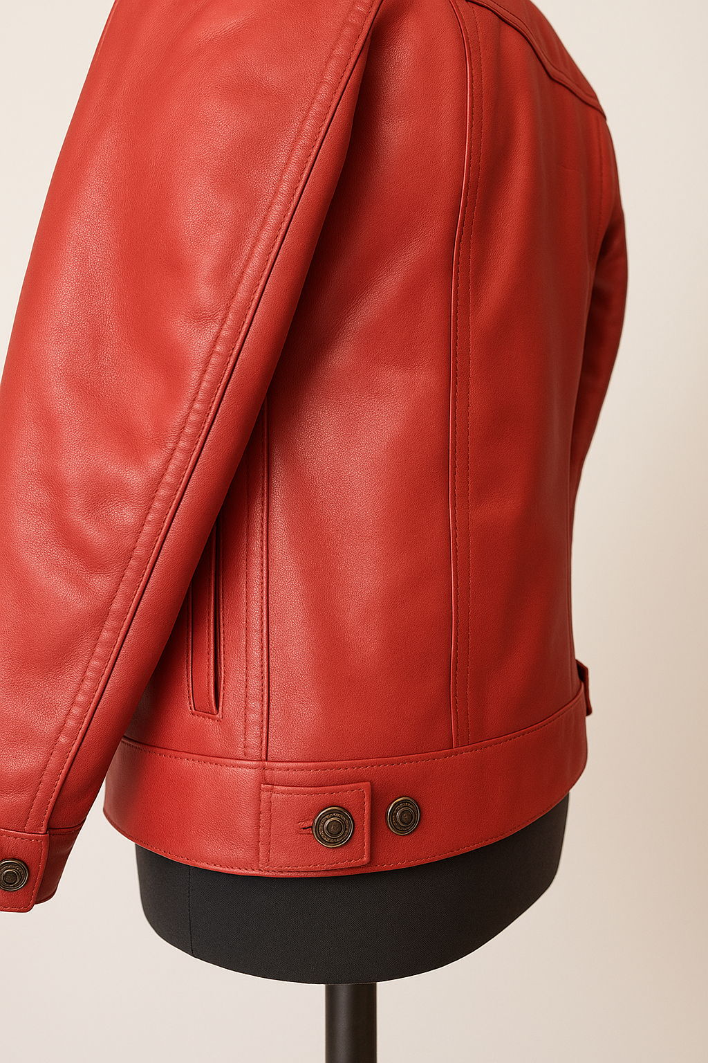 Women’s Red Leather Trucker Jacket – Genuine Sheepskin | Handmade Western Style | Tailored Fitted Button-Up Coat UK
