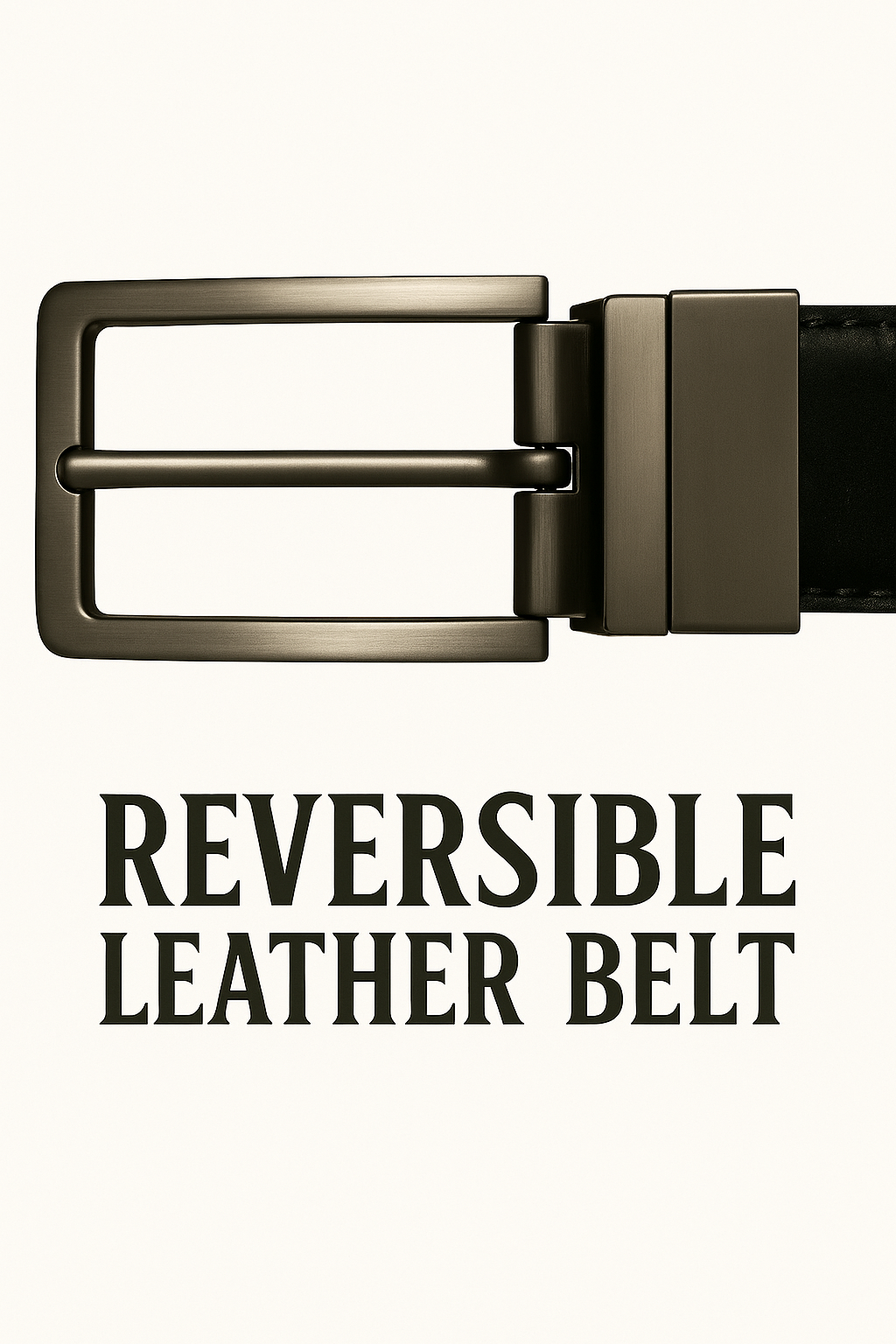 Men’s Genuine Leather Reversible Belt – Brown & Black | Stainless Steel Buckle | 32–42 Inch Waist