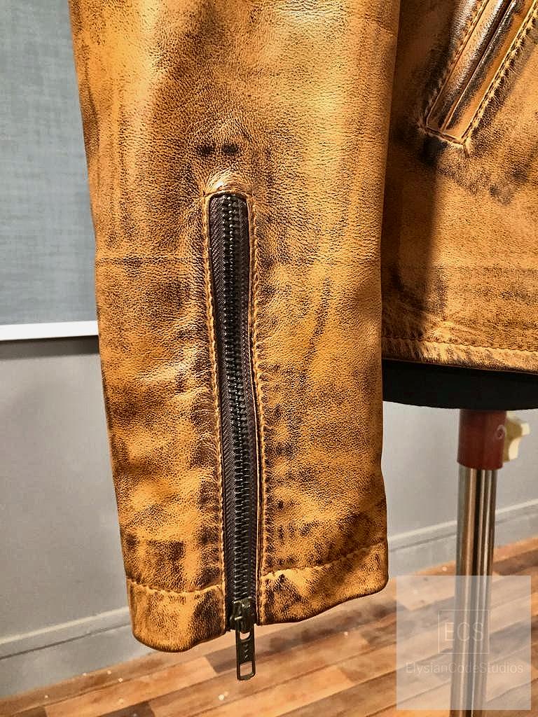 Men’s Tan Brown Leather Biker Jacket – Real Cowhide | Slim Fit Vintage Motorcycle Style